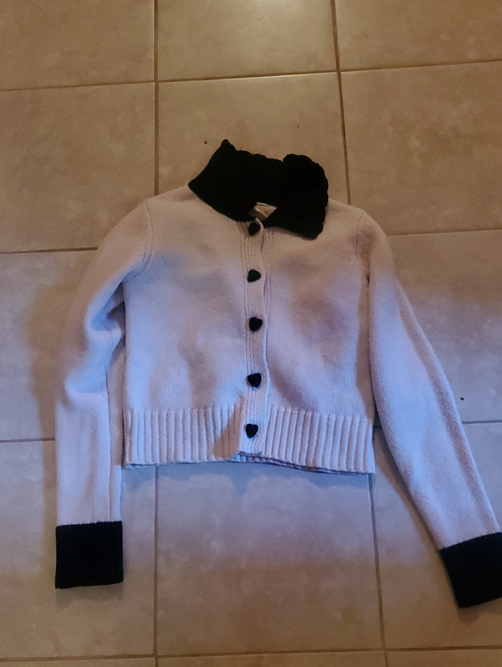 Jessica Simpson Cream and Black Cropped Cardigan Sweater